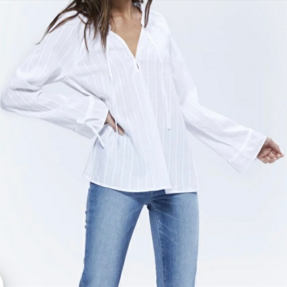 NEW Paige Monaco Boho White Lightweight Cotton Blouse